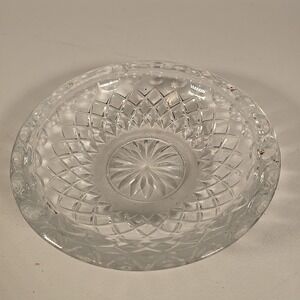 VINTAGE Heavy 3lb. Clear Cut Glass Lead Crystal‎ Ashtray Round 7" 3 slots